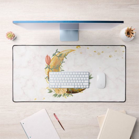Floral Moon, Beige and Yellow Nature Design Schreibtischunterlage (Büro 1)