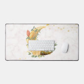 Floral Moon, Beige and Yellow Nature Design Schreibtischunterlage (Tastatur & Maus)