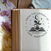 Floral Moon Cat Book Library Teacher Permastempel