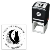 Floral Moon Cat Buchbibliothek Lehrer Permastempel (Beispiel)