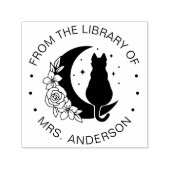 Floral Moon Cat Buchbibliothek Lehrer Permastempel (Design)