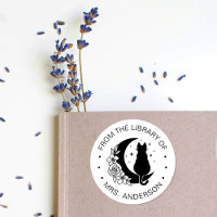 Floral Moon Cat Buchbibliothek Lehrer