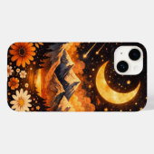 Floral Moon Pattern Phone Case – Cute and Aestheti (Rückseite (Horizontal))