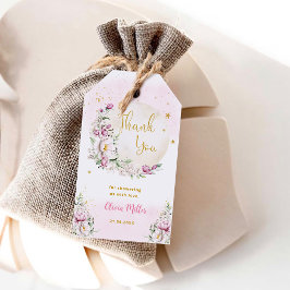 Floral Moon Pink Babydusche Danke Geschenkanhänger