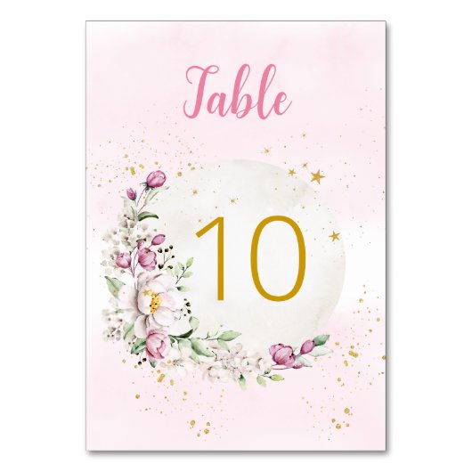 Floral Moon Pink Tischnummer (Rückseite)