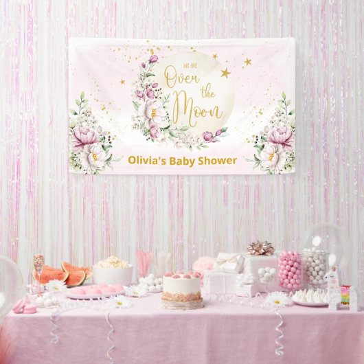 Floral Moon Pink Willkommen Banner (Party)