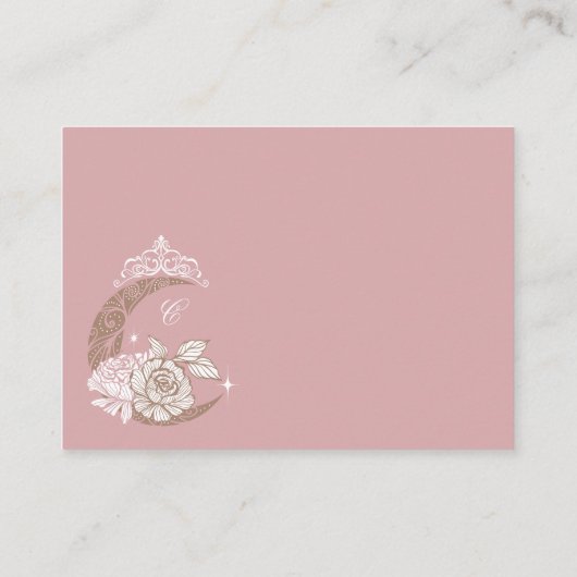 Floral Moon Star Quinceañera QR Code Gift Registry Begleitkarte (Rückseite)