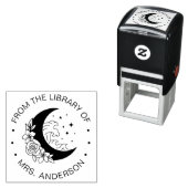 Floral Moon Waves Buchbibliothek Lehrer Permastempel (Beispiel)