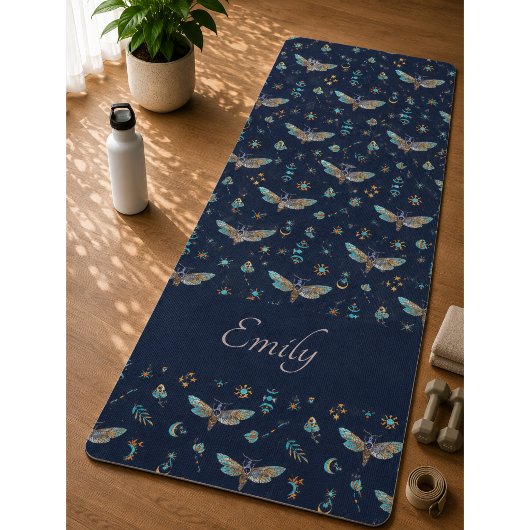 Floral Moth Butterfly Pattern Yoga Mat Yogamatte