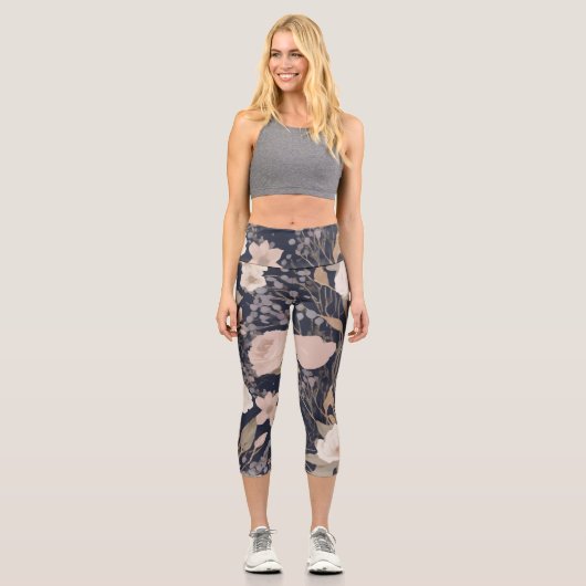 Floral Motif Yoga Capris (Vorderseite)