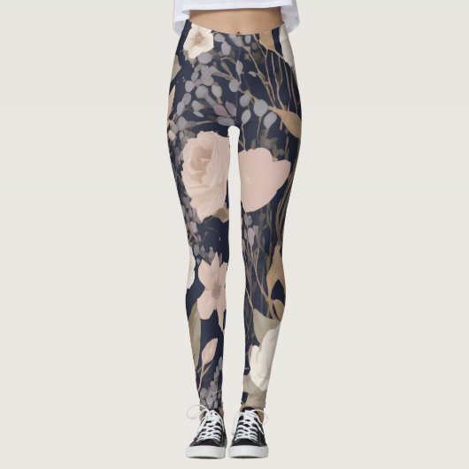 Floral Motif Yoga Leggins (Vorderseite)
