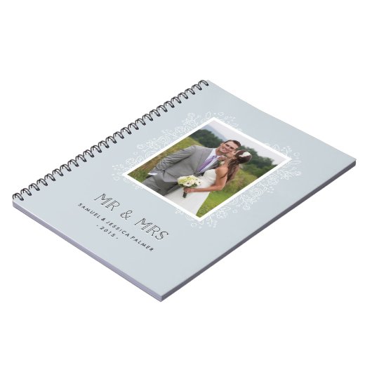 Floral Mr. & Mrs. Journal - Powder Blue Notizblock (Linke Seite)