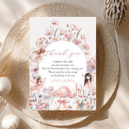 Floral Mushroom Fairy First Birthday Dankeskarte