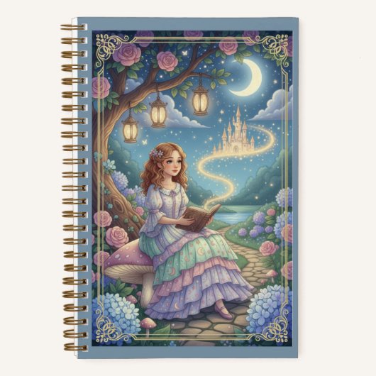 Floral Mushroom & Glowing Storybook Castle Journal Notizblock (Vorderseite)