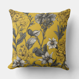 Floral Mustard AI art Kissen