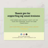 Floral Mustard Yellow Small Business Order Insert (Rückseite)