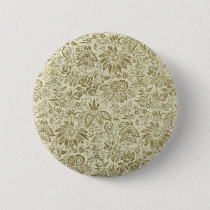 Floral Muster Antique Damask Paisley Button