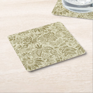 Floral Muster Antique Damask Paisley Rechteckiger Pappuntersetzer