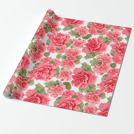 Floral Muster Begonia Blume Geschenkpapier (Ungerollt)