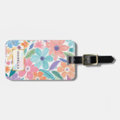 Floral Muster Monogram Gepäckmarke Gepäckanhänger (Vorderseite horizontal)