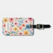 Floral Muster Monogram Gepäckmarke Gepäckanhänger (Vorderseite horizontal)