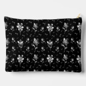 Floral Muster Schwarz-Silbernamensack Kosmetiktüte Zubehörtasche (Rückseite)