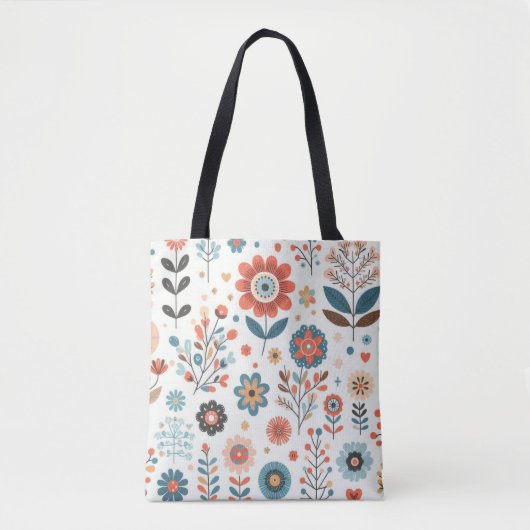 Floral Muster Tote Bag - Stilvolles Design Tasche (Vorderseite)