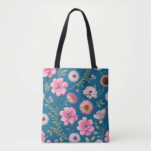 Floral Muster Tote Bag Tasche (Vorderseite)