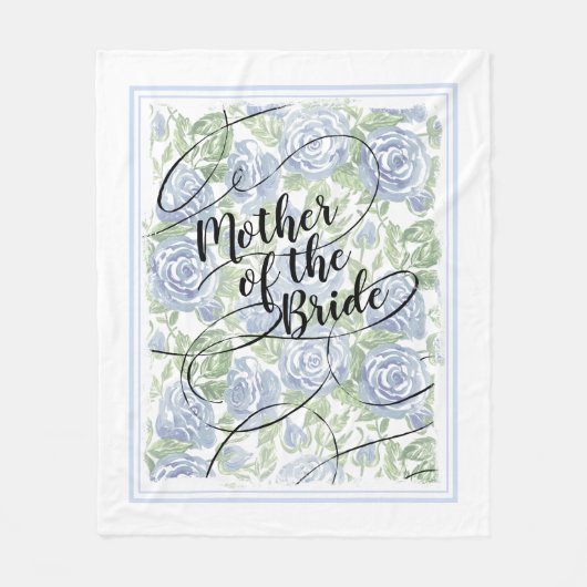 Floral Mutter der Bride Modern Script Blue Rose Fleecedecke (Vorderseite)