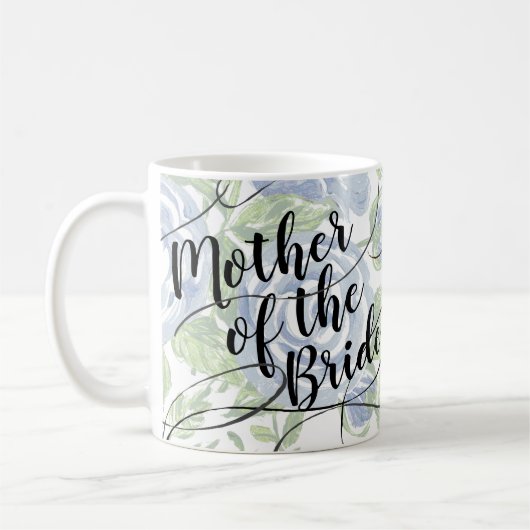 Floral Mutter der Bride Modern Script Blue Rose Kaffeetasse (Links)