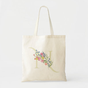 floral N Monogramm Hochzeit Frühling Brautparty Tragetasche