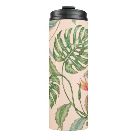 Floral nahtlos Vintages tropisches Muster Hintergr Thermosbecher (Vorderseite)