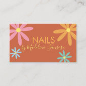Floral Nail Technician Groovy Business Card Visitenkarte (Vorderseite)
