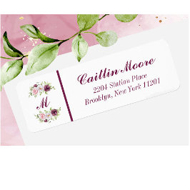 Floral Name und Monogramm Rücksendeadresse