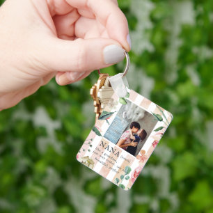 Floral Nana Personalisiertes Foto-Schlüsselanhän Schlüsselanhänger