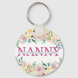 Floral Nanny spaltete Monogramm mit Enkelnamen Schlüsselanhänger