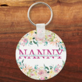 Floral Nanny spaltete Monogramm mit Enkelnamen Schlüsselanhänger (Vorderseite)
