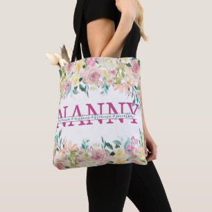 Floral Nanny spaltete Monogramm mit Enkelnamen Tasche