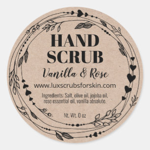 Floral Natural, hausgemachte Hand Scrub Kraft Labe Runder Aufkleber