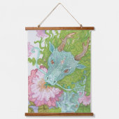 Floral Nature Dragon Triptych Wandteppich Mit Holzrahmen (Vorderseite)