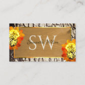 Floral Nature Wood Grain Rustic Tree Bark Monogram Visitenkarte (Vorderseite)