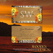 Floral Nature Wood Grain Rustic Tree Bark Monogram Visitenkarte