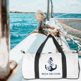 Floral Nautic Anchor Custom Boat Name Weiß Duffle Bag