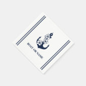 Floral Nautic Anchor Custom Boat Name Weiß Serviette (Ecke)
