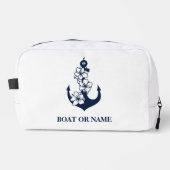 Floral Nautic Anchor Custom Boat Name Weiß Waschbeutel (Vorderseite)