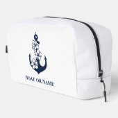Floral Nautic Anchor Custom Boat Name Weiß Waschbeutel (Rechte Ecke)