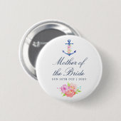 Floral Nautic Wedding Mother of the Bride Button (Vorne & Hinten)