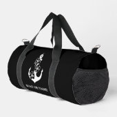 Floral Nautical Anchor Custom Boat Name Black Duffle Bag (Rechte Ecke)
