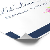 Floral Nautical Wedding Sparkler Sendoff Sign Poster (Ecke)