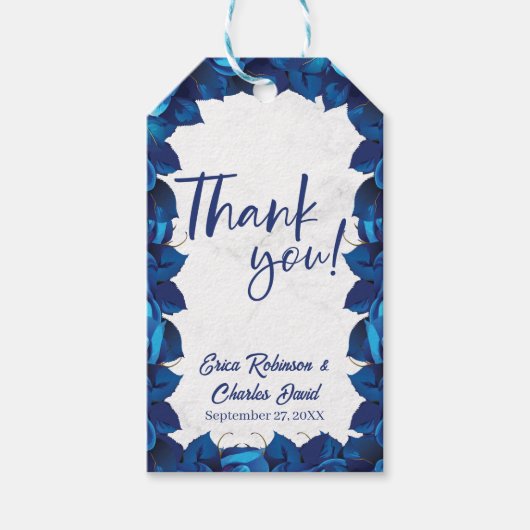 Floral Navy Blau Vielen Dank, dass Sie Script Wedd Geschenkanhänger (Vorderseite)